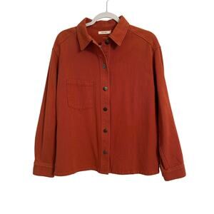 Mod Ref New Women's S Boho Oversized Canvas Quality Shacket Burnt Orange Fall